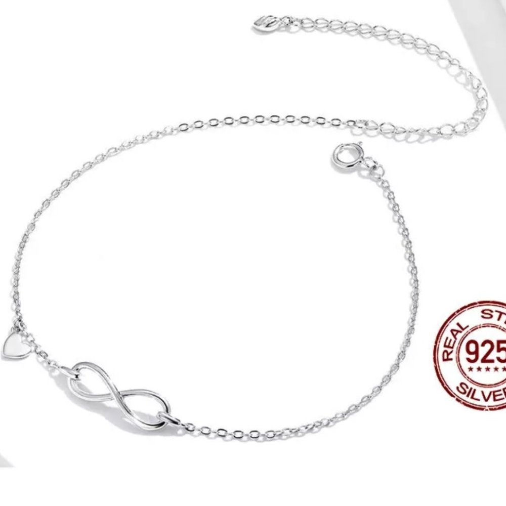 Sterling Silver Infinity Anklet Ships USA